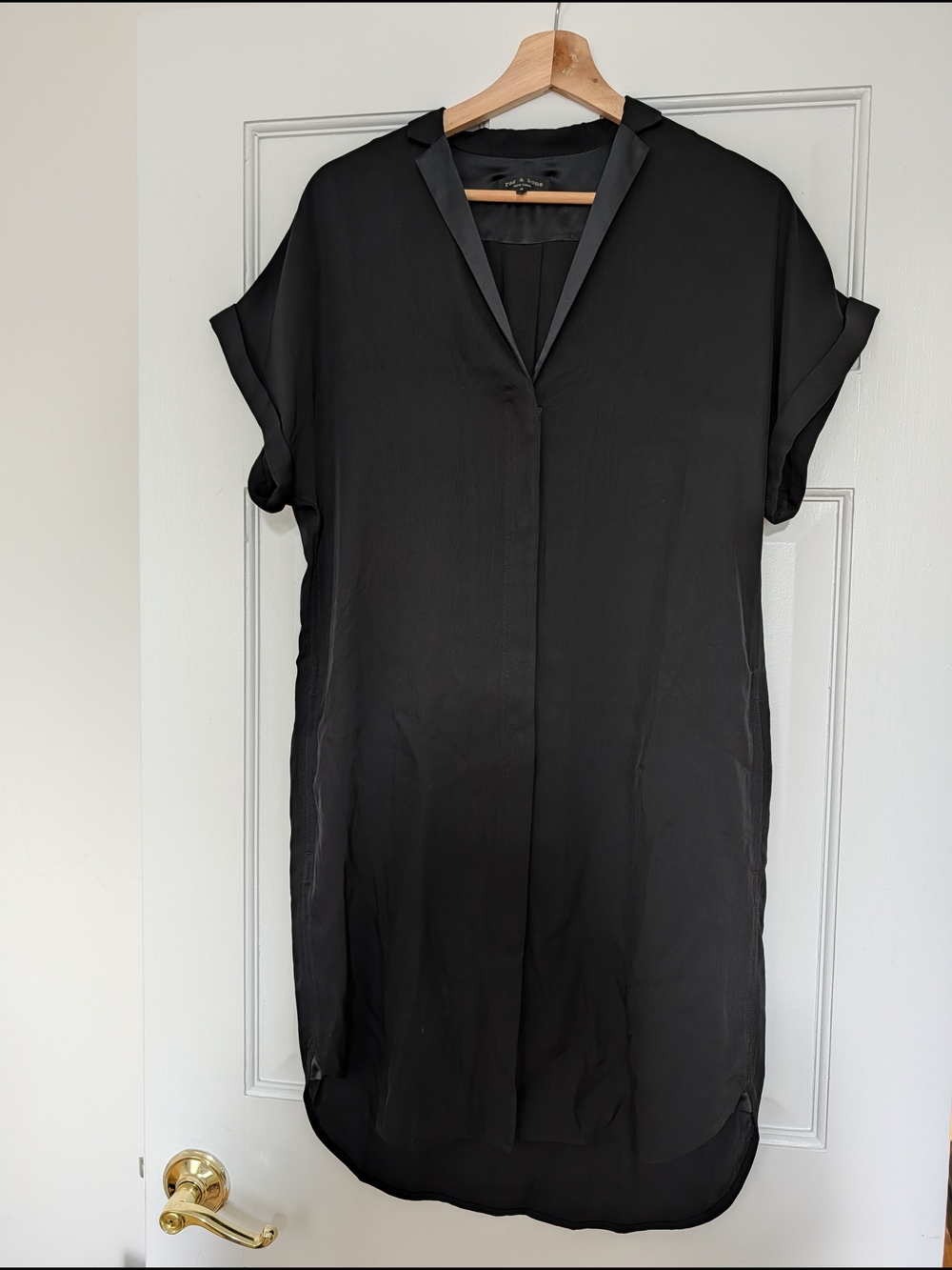 rag & bone Black Short Sleeve V-Neck Dress